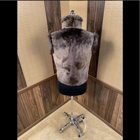 MUSI CANADA BROWN SHEARED & LONG HAIRED BEAVER TRIM FUR VEST JACKET SMALL 2 - 4 - Picture 5 of 11